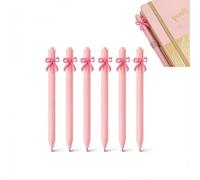 Satiskid 6 bolígrafos de lazo rosa, bolígrafos de gel retráctiles de tinta negra de 0.5 mm, bonitos bolígrafos de escritura para niñas, estudiantes, diario, notas, suministros de oficina
