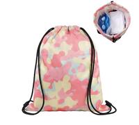 Satiskid Bolsas con cordón, mochila de cuerda para gimnasio, natación, playa, bolsa de polietileno para niños y adolescentes con bolsillo de separación en seco y húmedo, saco deportivo ajustable, Pink