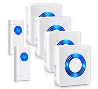 Satisure Timbre inalámbrico para exteriores, 4 receptores y 2 transmisores, 400 m/1300 pies, 58 melodías, timbre de puerta de casa para jardín, casa, oficina