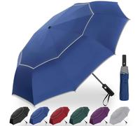 Satol Paraguas con 10 costillas, 62 pulgadas, resistente al viento, paraguas de bolsillo, automático, para días soleados y lluviosos, paraguas Doppler para hombre y mujer (azul)
