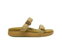 Satorisan - Kae Linen - Sandalias Deportivas para Mujer - Sandalias Planas Cuero y Lino Respetuosas, Cómodas y Duraderas - Color Wheathered Khaki - Talla 40