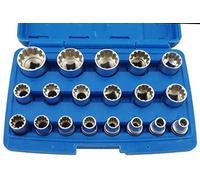 Satra Gearlock - Juego de llaves de vaso (19 piezas, perfil E, 8-32 mm, 1/2", multibloqueo)