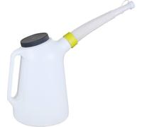 Satra Jarra medidora para Aceite y fluidos 2 LTS para Taller mecanico con Boquilla Flexible y Tapa, Gasolina, diésel, Aceite,liquidos,etc