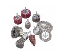 SATRA Juego de 10 cepillos de alambre, cepillos abrasivos, cepillos de fieltro, diámetro de 25 mm y diámetro de 76 mm, mandril de sujeción de 6 mm