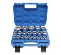 Satra Juego de llaves tubulares multidentadas XZN de 12 caras, 21 piezas, 8-36 mm, 1/2 pulgadas, con maletín de plástico