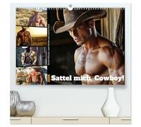 Sattel mich, Cowboy! (hochwertiger Premium Wandkalender 2026 DIN A2 quer), Kunstdruck in Hochglanz: Wenn diese Cowboys die Hemden ablegen, gibt's kein ... treffen auf staubige Saloons und wilde Ritte.