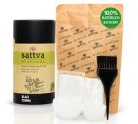 Sattva Ayurveda Coloración natural para el pelo de henna para alérgicos, tinte vegetal orgánico para color de pelo natural, volumen y brillo, doble porción, ECOCERT (negro, 150)