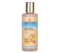 Sattva Ayurveda Gel de ducha de madera de sándalo, gel de ducha natural suave con tensioactivos vegetales y aceites esenciales, limpieza corporal hidratante, sin SLS SLS, 210 ml