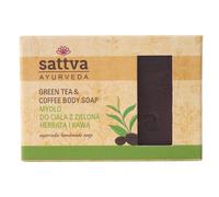 Sattva Ayurveda Jabón natural para té verde y café, hecho a mano, con aceites vegetales, limpieza suave para cara y cuerpo, 125 g