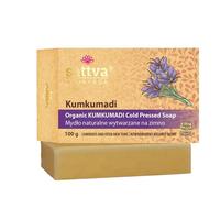 Sattva Ayurveda Jabón orgánico Kumkumadi - Jabón Ayurvédico natural agitado en frío con azafrán y cúrcuma - para rostro y cuerpo - ECOCERT COSMOS ORGANIC - 100 g