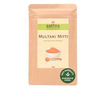 Sattva Ayurveda Multani Mitti - Mascarilla facial 100% pura de arcilla ayurvédica para pieles grasas e impurezas, limpieza profunda de poros naturales y equilibrio de la piel, 100 g