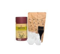 Sattva Ayurveda Tinte para el pelo vegetal burdeos - Color natural de henna - Tono burdeos fresco con reflejos de ciruela - Color y cuidado 2 en 1 - Con henna, índigo e hibisco - Cosmos Natural - 150