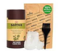 Sattva Color Natural para el Cabello - Henna para alergias, tinte orgánico a base de plantas para color natural del cabello, tinte de henna para volumen y brillo, doble porción, ECOCERT (marrón oscuro