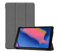 SATURCASE Cuero De La PU Flip Plegable Folio Apoyo Bumper Protector Funda Carcasa Case para Samsung Galaxy Tab A 8.0 (2019) with S Pen SM-P200 P205 (Gris)