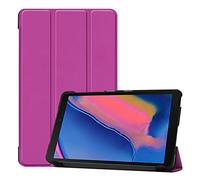SATURCASE Cuero De La PU Flip Plegable Folio Apoyo Bumper Protector Funda Carcasa Case para Samsung Galaxy Tab A 8.0 (2019) with S Pen SM-P200 P205 (Púrpura)