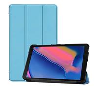 SATURCASE Cuero De La PU Flip Plegable Folio Apoyo Bumper Protector Funda Carcasa Case para Samsung Galaxy Tab A 8.0 (2019) with S Pen SM-P200 P205 (Azul Cielo)