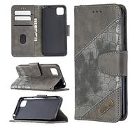 SATURCASE Funda para Huawei Y5p, piel sintética, con doble imán y ranuras para tarjetas, funda protectora para Huawei Y5p (gris)