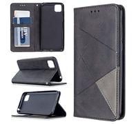 SATURCASE - Funda para Huawei Y5p, piel sintética, con función atril, ranuras para tarjetas, funda protectora para Huawei Y5p, color negro