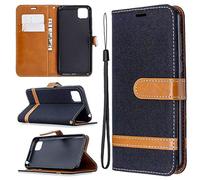 SATURCASE - Funda para Huawei Y5p, piel sintética de alta calidad, con cierre magnético, ranuras para tarjetas, funda protectora con correa de mano para Huawei Y5p, color negro
