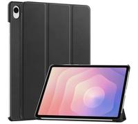SATURCASE Funda para Samsung Galaxy Tab S11 SM-X730 X736B de 11 pulgadas, piel sintética, plegable, función atril, delgada, ligera, función de encendido y apagado automático, color negro