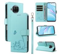 SATURCASE Funda para Xiaomi Mi 10T Lite 5G, Gato Lindo Cuero De La PU Magnético Billetera [Ranuras para Tarjetas] [Correa de Mano] Apoyo Protector Carcasa Estuche para Xiaomi Mi 10T Lite 5G (ZC-Verde)