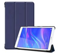 SATURCASE Huawei MediaPad M5 Lite 8.0 Funda, Cuero De La PU Flip Plegable Folio Apoyo Bumper Protector Funda Carcasa Case para Huawei MediaPad M5 Lite 8.0 (Azul Oscuro)
