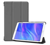 SATURCASE Huawei MediaPad M5 Lite 8.0 Funda, Cuero De La PU Flip Plegable Folio Apoyo Bumper Protector Funda Carcasa Case para Huawei MediaPad M5 Lite 8.0 (Gris)