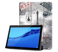 SATURCASE Huawei MediaPad T5 10.1" Funda, Hermoso Cuero De La PU Flip Plegable Folio Apoyo Bumper Protector Funda Carcasa Case para Huawei MediaPad T5 10.1" (KN-2)