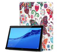 SATURCASE Huawei MediaPad T5 10.1" Funda, Hermoso Cuero De La PU Flip Plegable Folio Apoyo Bumper Protector Funda Carcasa Case para Huawei MediaPad T5 10.1" (KN-7)