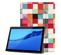 SATURCASE Huawei MediaPad T5 10.1" Funda, Hermoso Cuero De La PU Flip Plegable Folio Apoyo Bumper Protector Funda Carcasa Case para Huawei MediaPad T5 10.1" (KN-5)