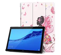 SATURCASE Huawei MediaPad T5 10.1" Funda, Hermoso Cuero De La PU Flip Plegable Folio Apoyo Bumper Protector Funda Carcasa Case para Huawei MediaPad T5 10.1" (KN-8)