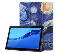 SATURCASE Huawei MediaPad T5 10.1" Funda, Hermoso Cuero De La PU Flip Plegable Folio Apoyo Bumper Protector Funda Carcasa Case para Huawei MediaPad T5 10.1" (KN-9)