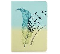 SATURCASE iPad Pro 9.7 Funda, Unique Feather Patrón Cuero De La PU Capirotazo Billetera Apoyo Bumper Protector Funda Carcasa Case para Apple iPad Pro 9.7 Inches