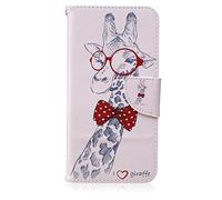 SATURCASE iPhone 6 Plus / 6S Plus Funda, Lovely Giraffe Patrón Cuero De La PU Magnético Capirotazo Billetera Apoyo Bumper Protector Funda Carcasa Case para Apple iPhone 6 Plus / 6S Plus 5.5"