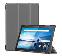 SATURCASE Lenovo Tab M10 Funda, Cuero De La PU Flip Plegable Folio Apoyo Bumper Protector Funda Carcasa Case para Lenovo Tab M10 (Gris)