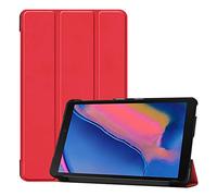 SATURCASE Samsung Galaxy Tab A 8.0 (2019) Funda, Cuero De La PU Flip Plegable Folio Apoyo Bumper Protector Funda Carcasa Case para Samsung Galaxy Tab A 8.0 (2019) with S Pen SM-P200 P205 (Rojo)