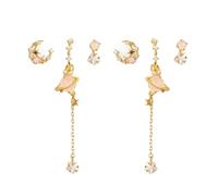 Saturn cuelga los pendientes fijados para las mujeres 6pcs luna estrella aro pendientes de aro apilables aniversario cumpleaños regalo de la joyería del día de San Valentín para la madre esposa hija a
