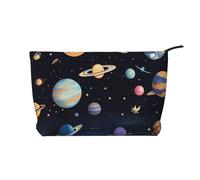 Saturn Jupiter Earth - Bolsa de maquillaje de pana con cremallera, bolsa de cosméticos para viajes, artículos de tocador y uso diario