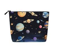 Saturn Jupiter Earth - Bolsa de maquillaje estilo cáñamo - Bolsa organizadora de cosméticos impermeable para artículos de tocador de viaje y almacenamiento diario