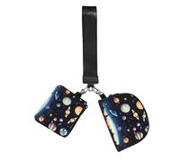 Saturn Jupiter Earth - Juego de 2 llaveros de muñeca para mujer, lápiz labial, llaves, gimnasio, viaje diario