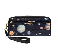 Saturn Jupiter Earth - Neceser pequeño para maquillaje, estuche de doble cara de piel sintética