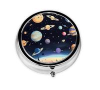 Saturn Jupiter Earth - Pastillero redondo con tres compartimentos para almacenar vitaminas, aceite de pescado y suplementos nutricionales.