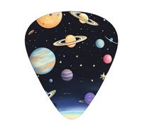 Saturn Jupiter Earthguitar - Juego de 12 púas de 3 grosores con funda para bajo, guitarra eléctrica y mucho más.