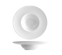 Saturnia 175014 - Plato Hondo Gourmet de Porcelana, Sombrero de Sacerdote, Color Blanco y Gris