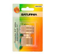 SATURNIA Conector Manguera Laton 3/4" Hembra, Adaptador Grifo, Conector Grifo A Conector Rapido