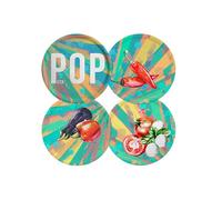 Saturnia Juego de 4 platos de pizza Pop de porcelana decorada, diámetro 31 cm, lavables en lavavajillas, diseño multicolor con diferentes decoraciones