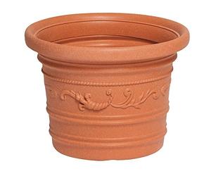 SATURNIA Macetero Resina Redondo, Color Terracota, Resistente, Ideal Exterior, 40 Cm Diametro.