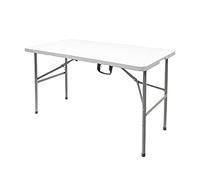 SATURNIA Mesa Plegable Rectangular HDPE Multifuncional, Portatil, Resistente,Multiusos 122x61x74 cm. Color Blanco