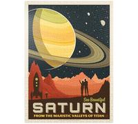 Saturno: from The Valleys of Titan, póster vintage - Rompecabezas premium de 1000 piezas para adultos