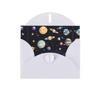 Saturno Júpiter Earth - Tarjetas de felicitación nacaradas - Tarjetas horizontales para todas las ocasiones con sobres, elegante tarjeta brillante para cumpleaños, Navidad, interior en blanco